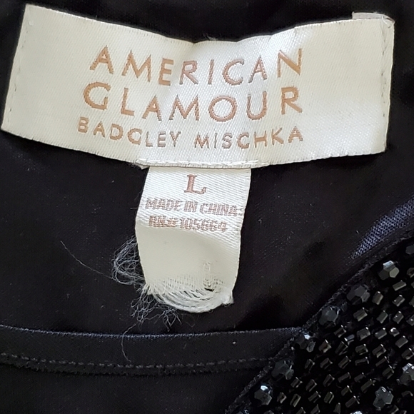 Badgley Mischka Beaded Sheer Top Size L American Glamour Flowy Tunic Dark Fairy - Picture 12 of 14